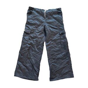 Kikwear Black Nylon Cargo Pants L Wide Leg Power Surge Style 40537 Grunge rave s